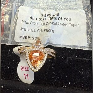 All I Do Is Think Of You Gold Plated Amber Topaz Ring